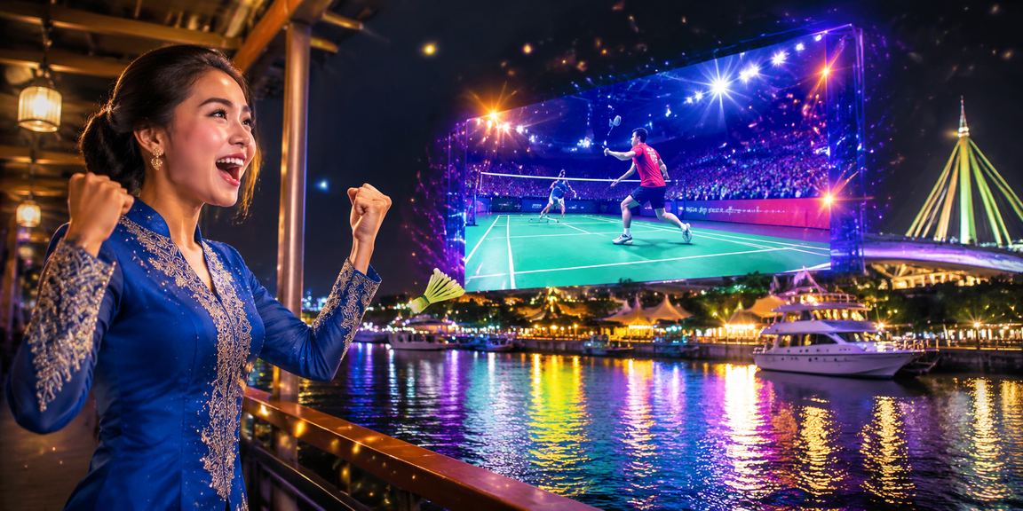 Suasana hiburan dan pertaruhan sukan di Kuching dengan busana baju kurung